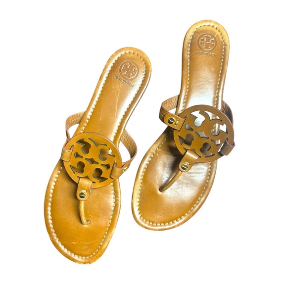 Tory Burch miller sandals size 13 in brown genuine leather flat - Picture 2 of 9